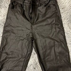 Edikted Black Flare Leatber Pants with Sleek Design